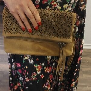 Ash clutch wristlet,  leather suede